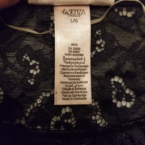 Black Lace Crop Top La Senza T-Shirt Beach Coverup Large Scallop Hem Crew Neck - Picture 4 of 8